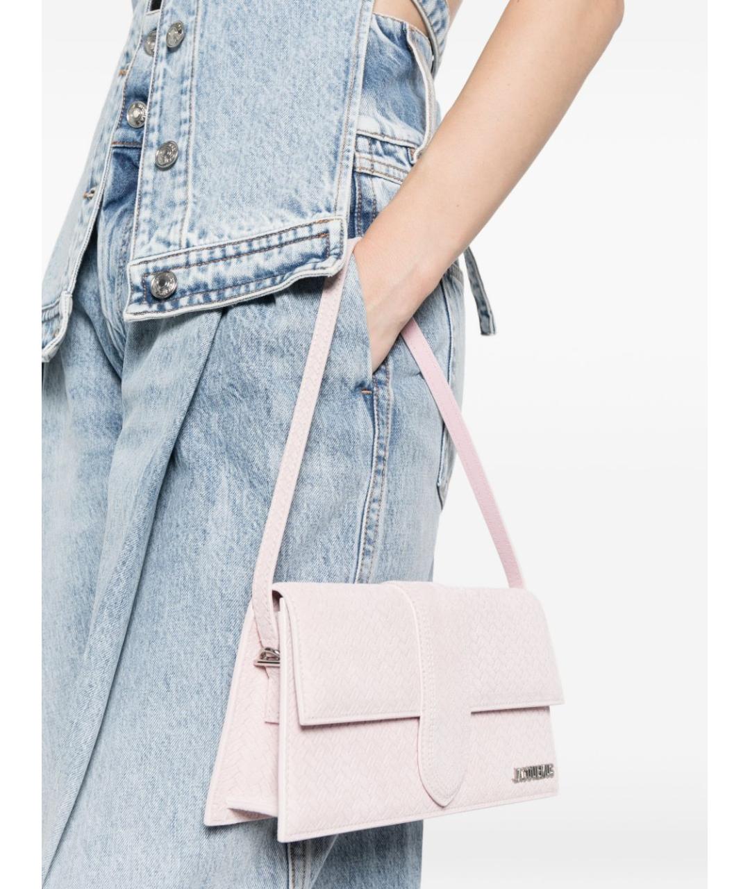 JACQUEMUS Розовая кожаная сумка тоут, фото 5