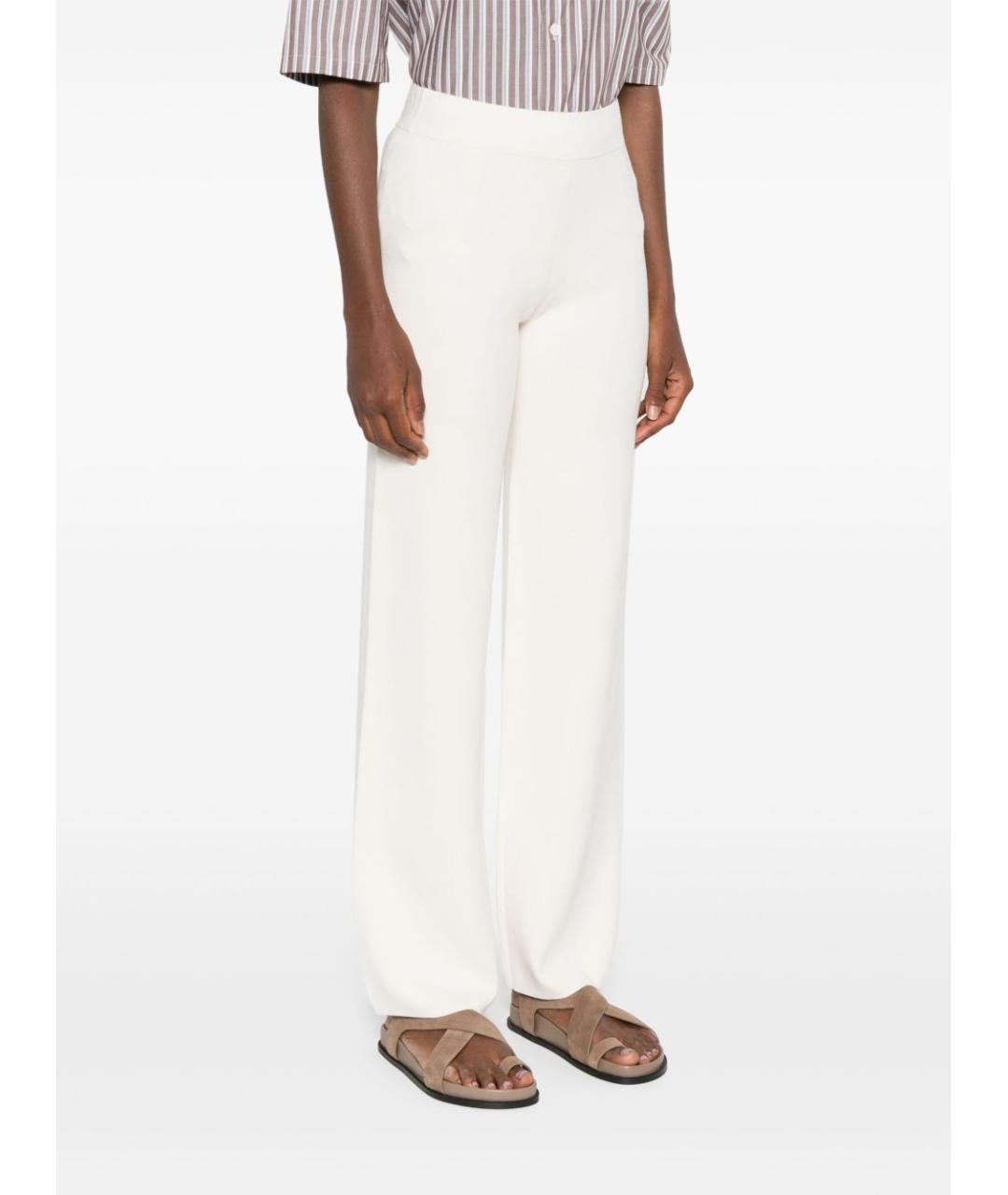 MAX MARA Белые вискозные прямые брюки, фото 5
