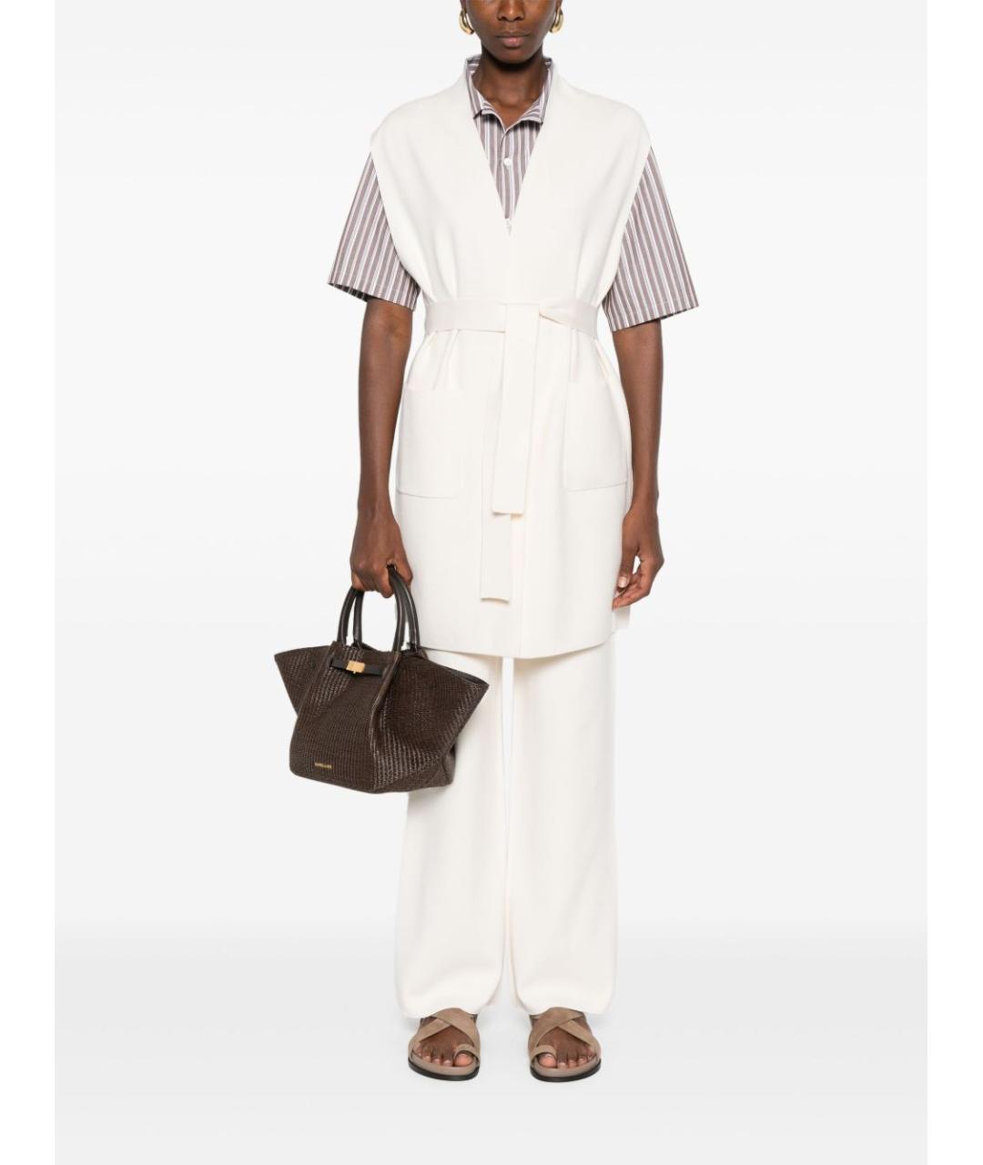 MAX MARA Белые вискозные прямые брюки, фото 2