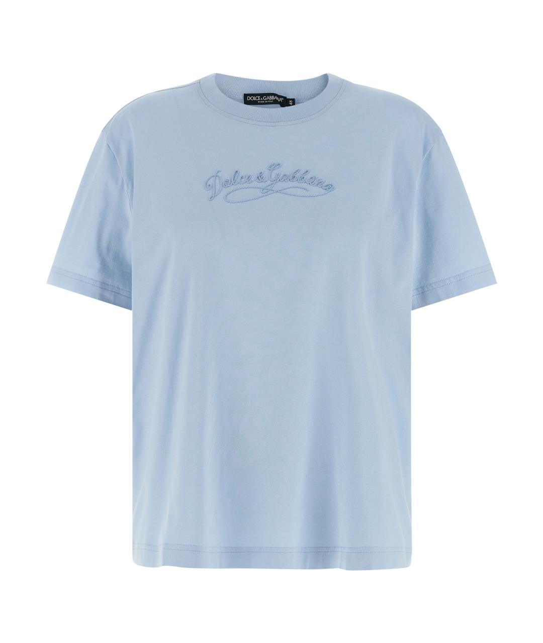 DOLCE&GABBANA Голубая хлопковая футболка, фото 1