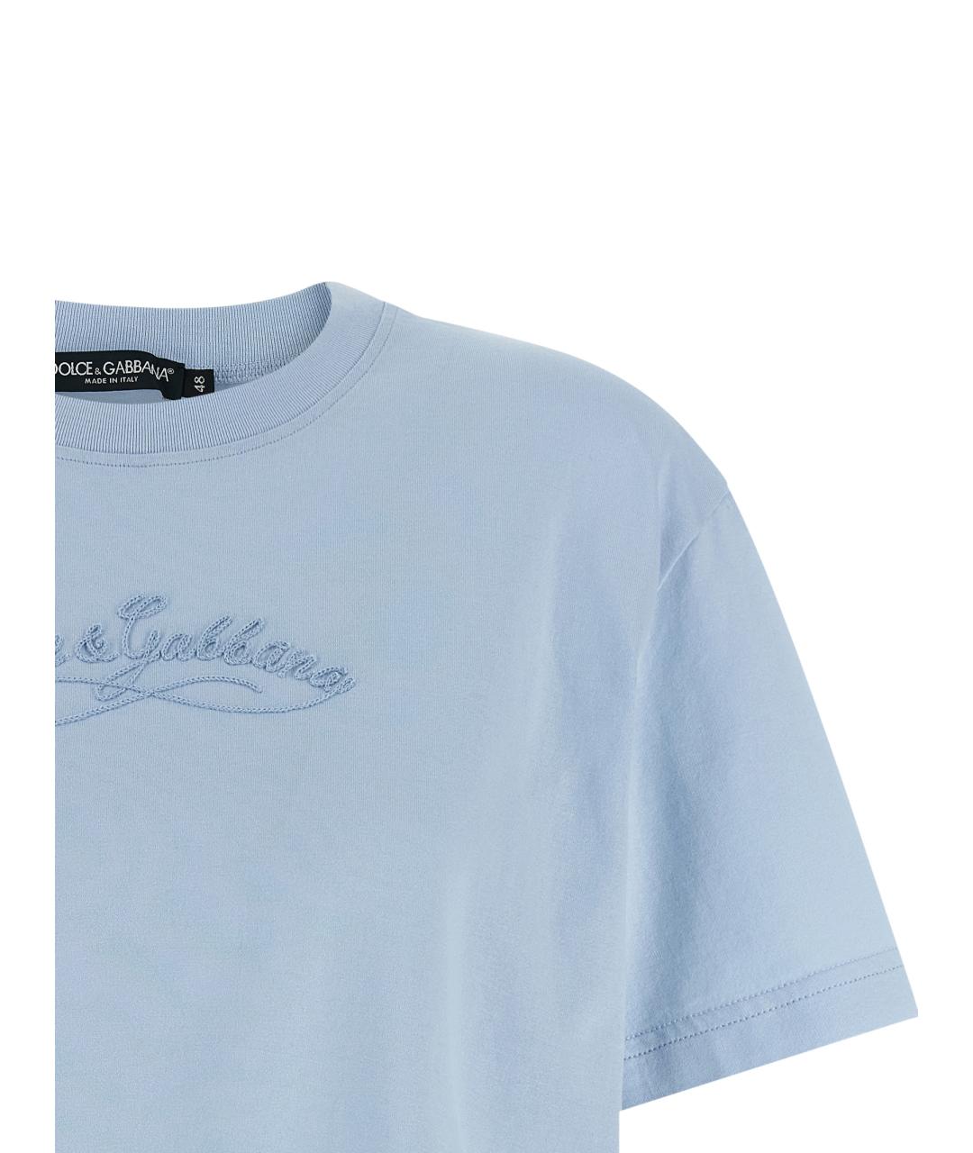 DOLCE&GABBANA Голубая хлопковая футболка, фото 3
