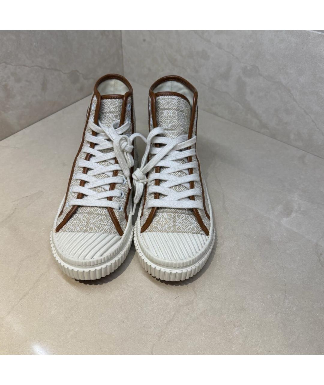 LOEWE Бежевые текстильные кеды, фото 2