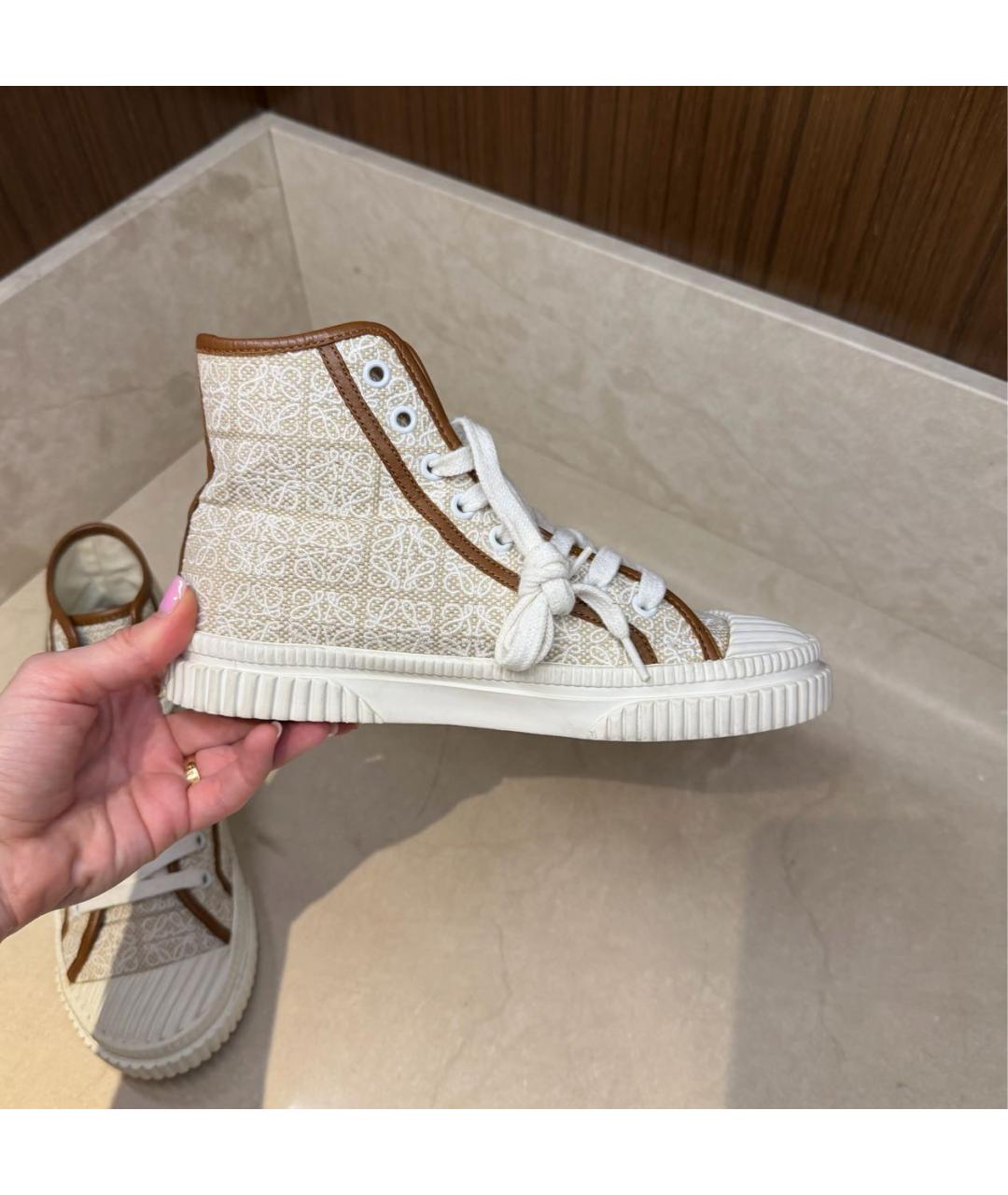 LOEWE Бежевые текстильные кеды, фото 6