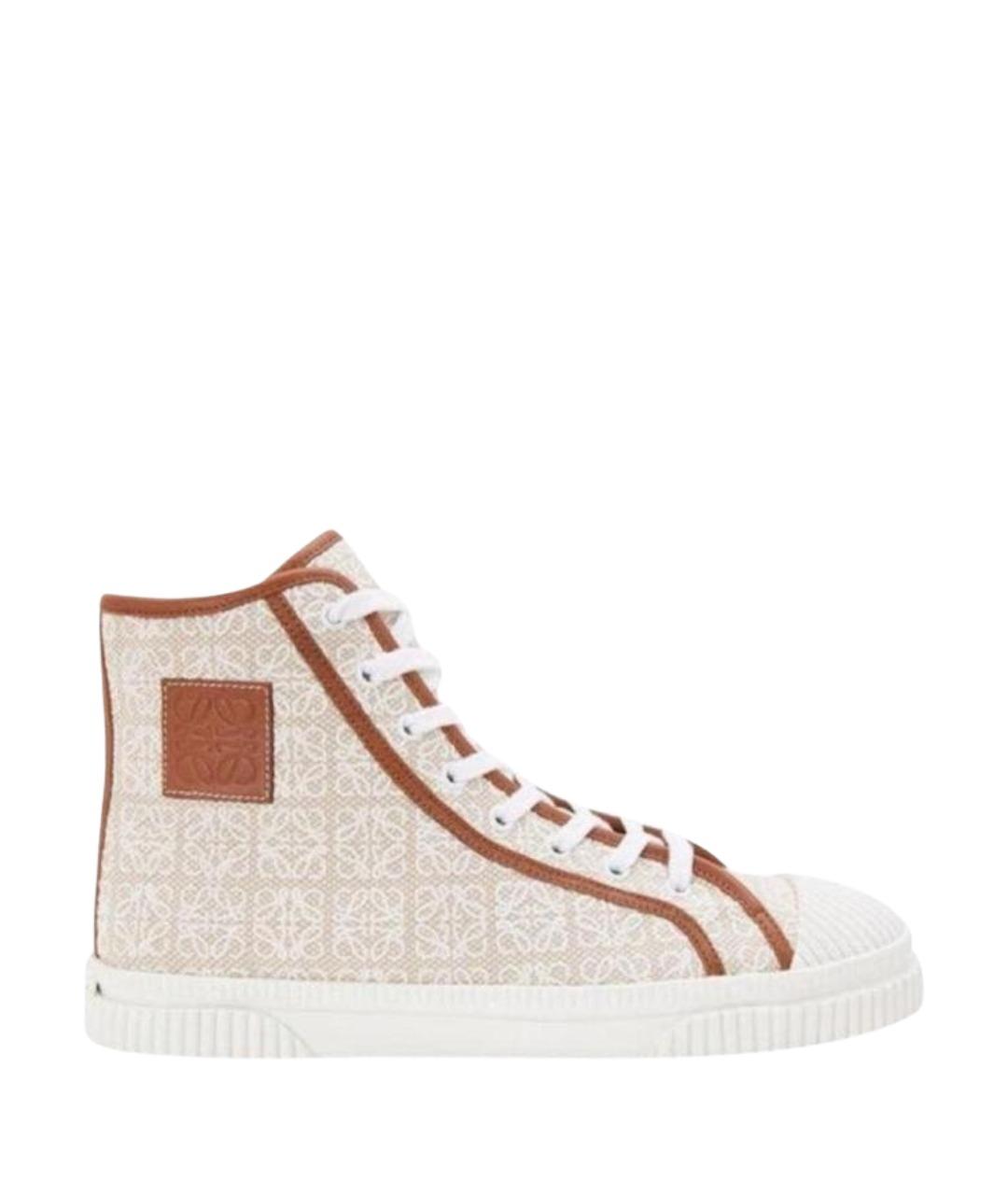 LOEWE Бежевые текстильные кеды, фото 1