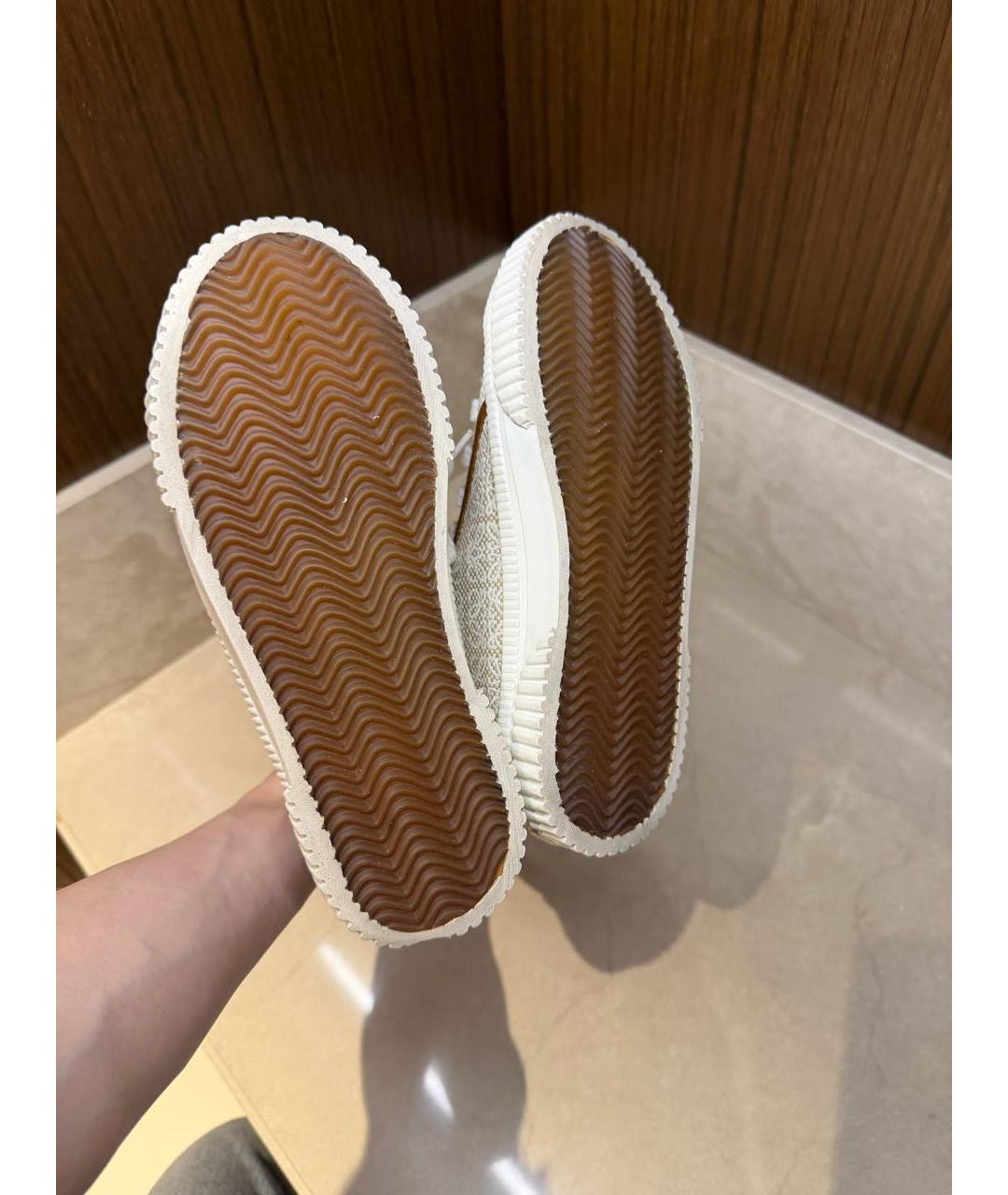 LOEWE Бежевые текстильные кеды, фото 8