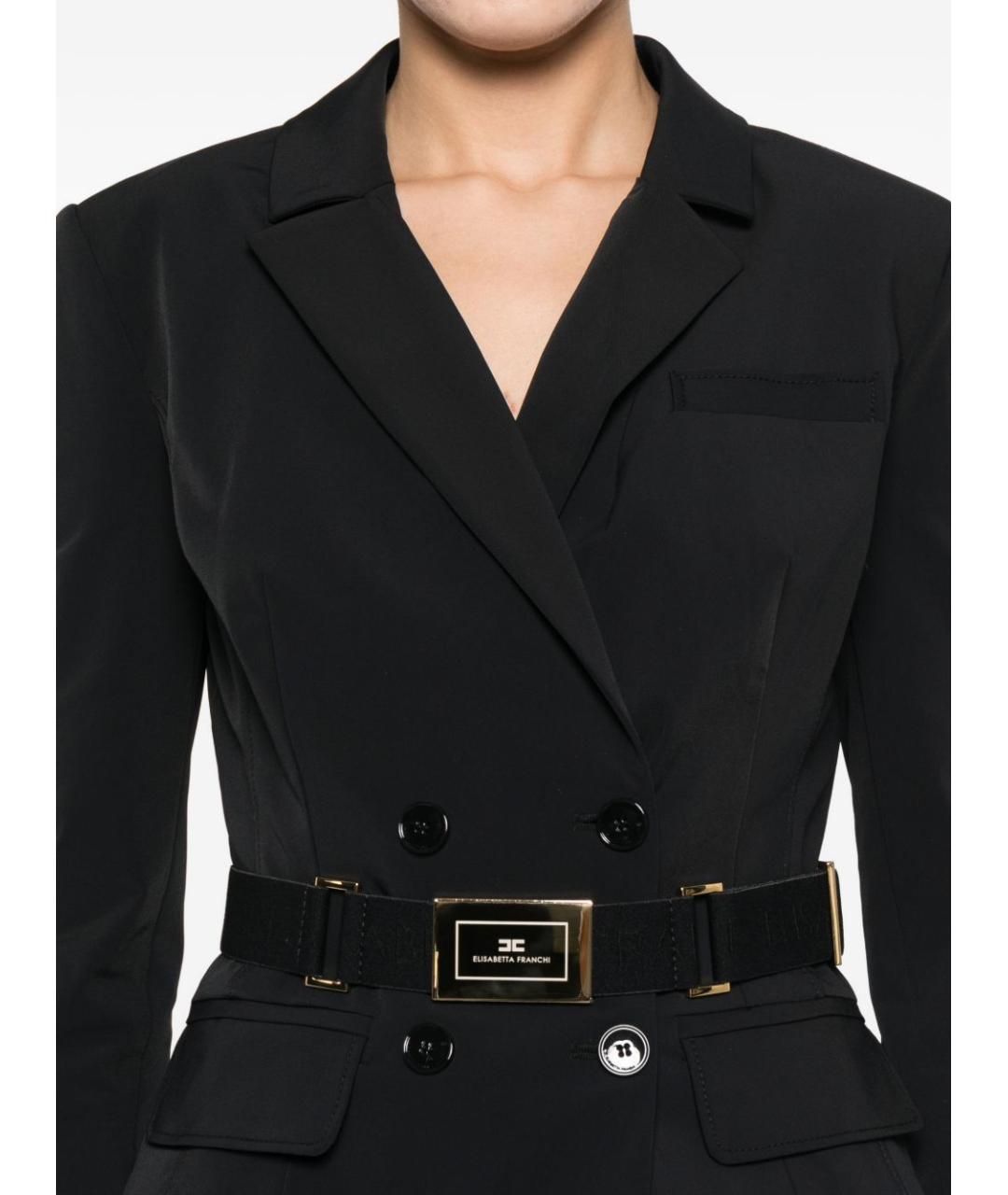 ELISABETTA FRANCHI Черный полиамидовый жакет/пиджак, фото 4