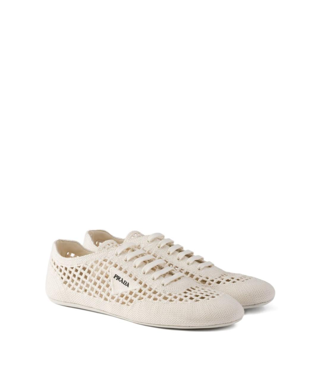 PRADA Бежевые текстильные кроссовки, фото 2