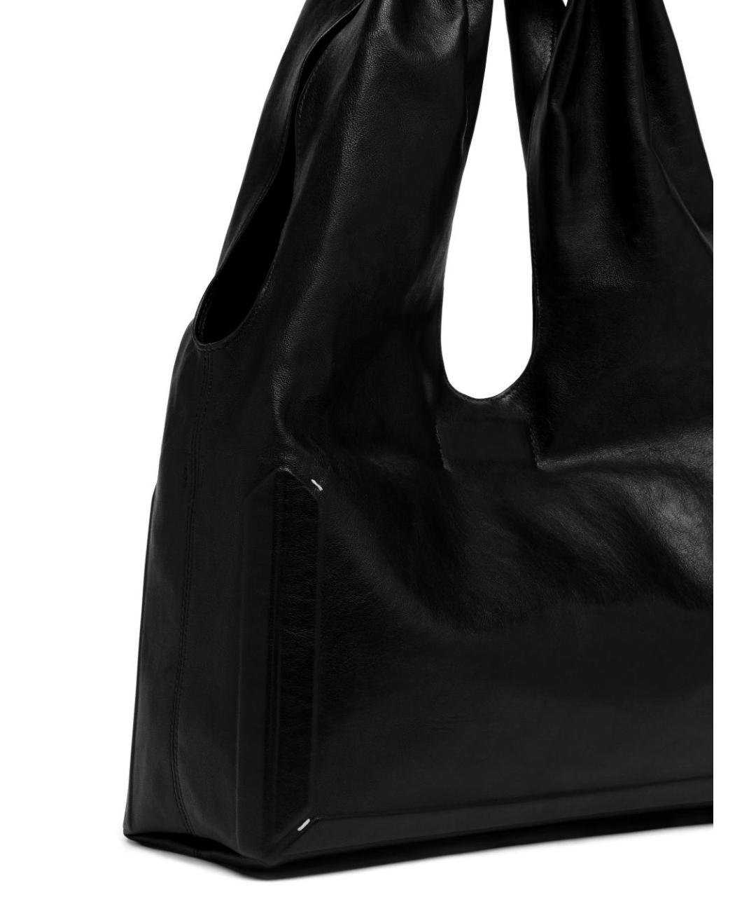MAISON MARGIELA Черная кожаная сумка тоут, фото 3