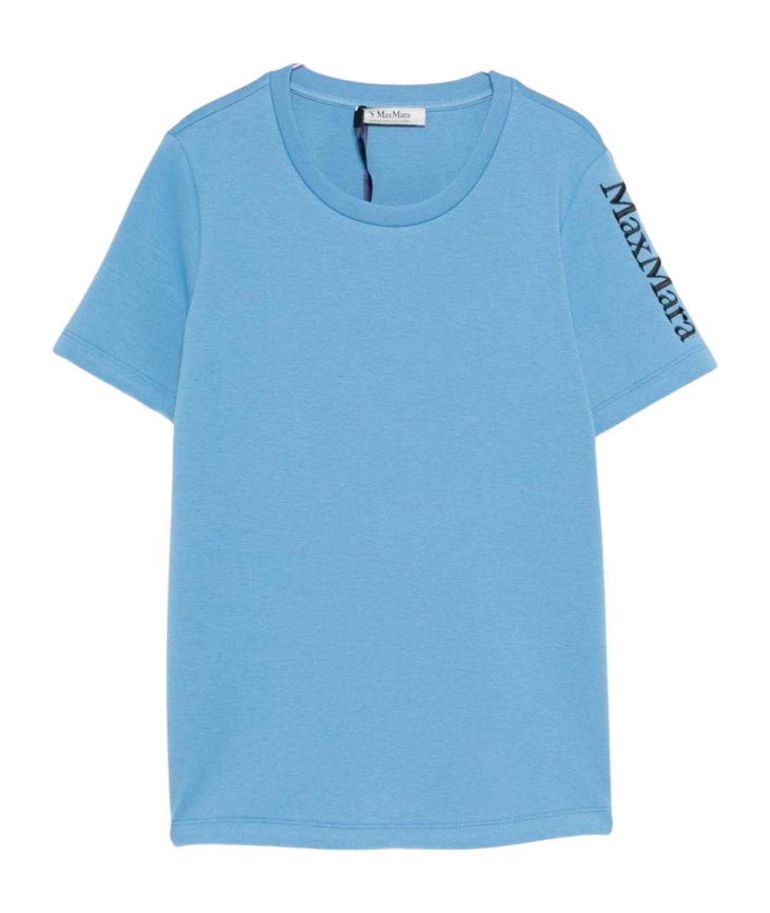 'S MAX MARA Голубая хлопковая футболка, фото 1