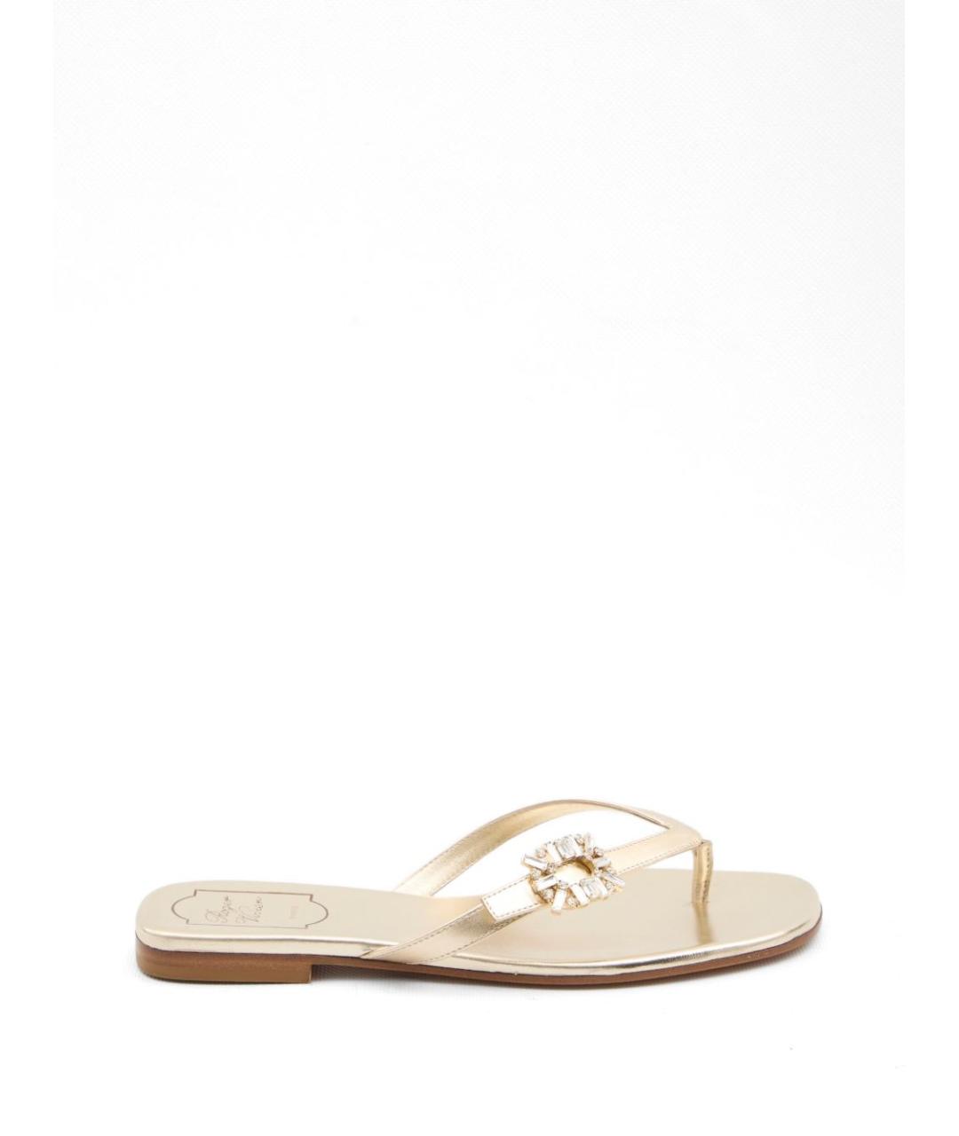 ROGER VIVIER Золотые кожаные шлепанцы, фото 1