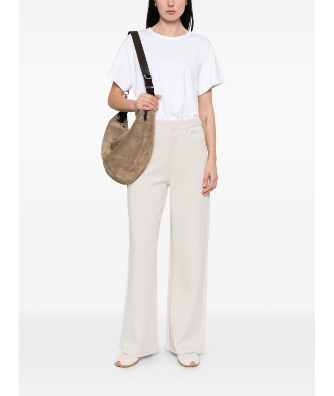 'S MAX MARA Бежевые хлопковые прямые брюки, фото 4