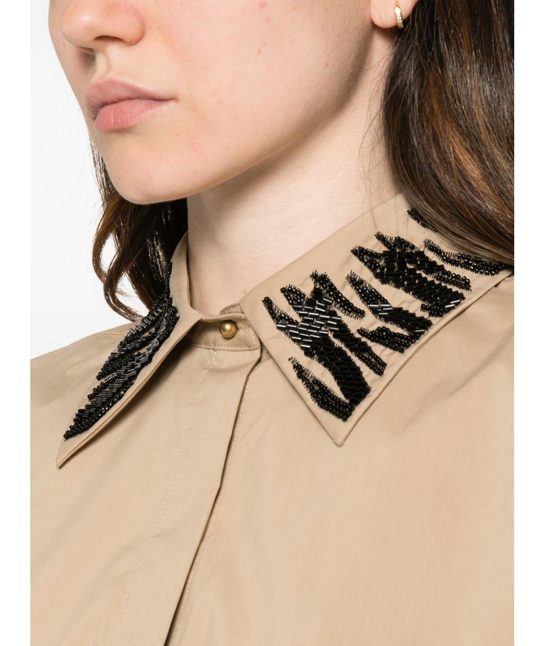 MAX MARA Бежевая хлопковая рубашка, фото 5