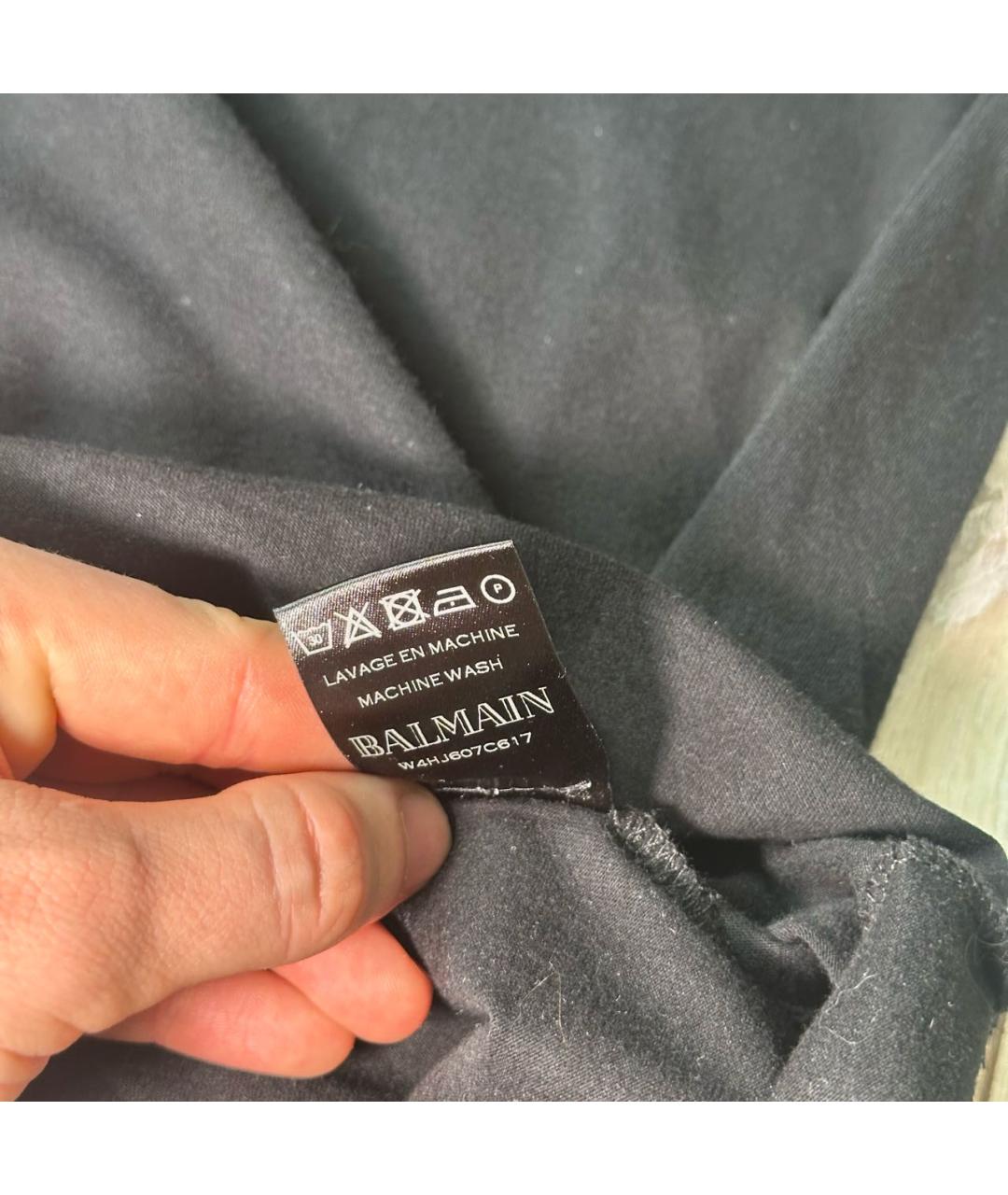 BALMAIN Черная хлопковая футболка, фото 4