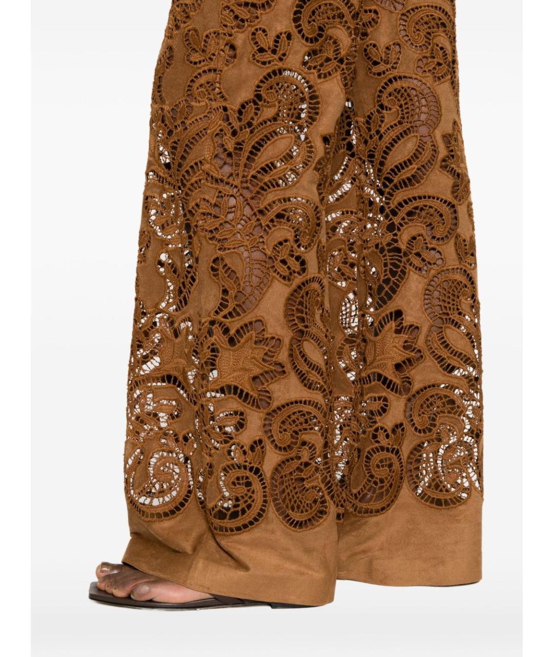 ERMANNO FIRENZE Коричневые хлопковые прямые брюки, фото 2