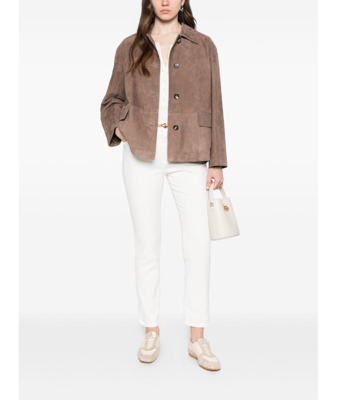 WEEKEND MAX MARA Белые хлопковые прямые брюки, фото 5