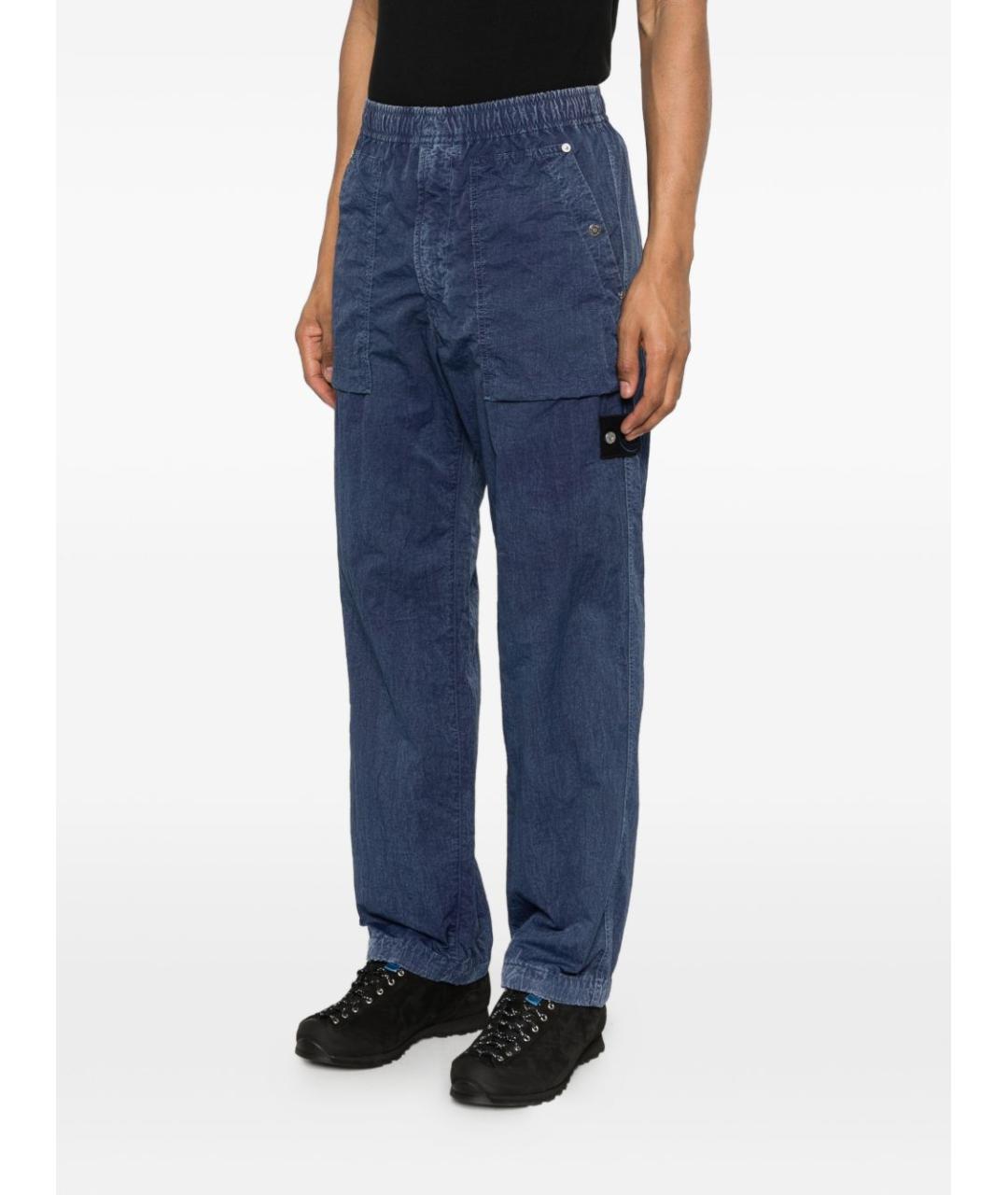 STONE ISLAND Синие полиамидовые повседневные брюки, фото 2