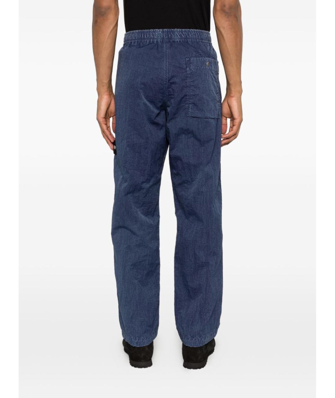 STONE ISLAND Синие полиамидовые повседневные брюки, фото 3