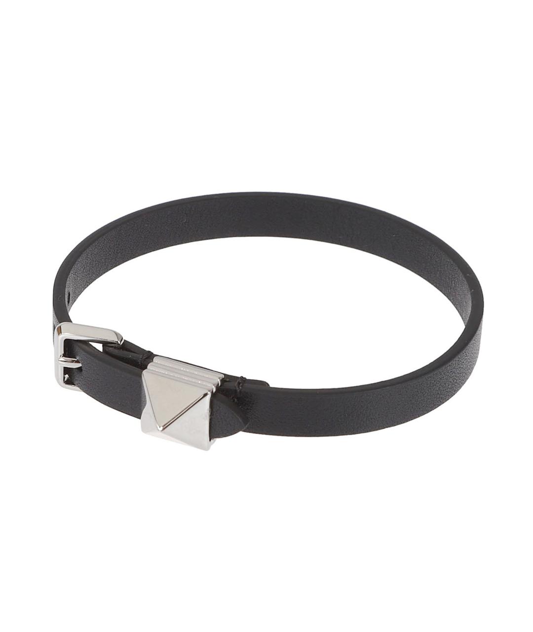 VALENTINO Черный кожаный браслет, фото 1