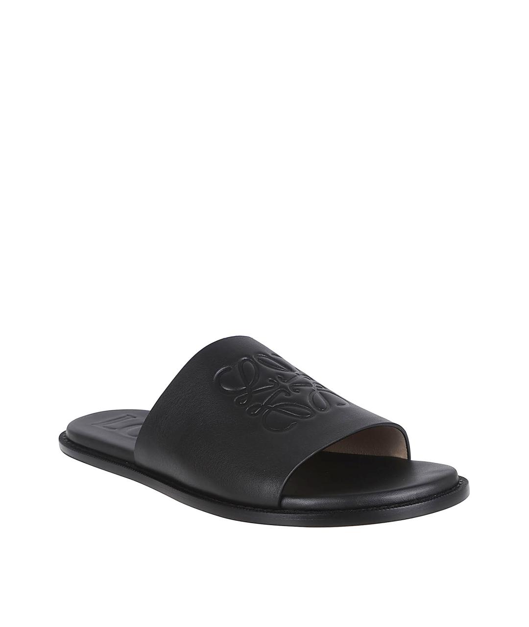 LOEWE Черные кожаные шлепанцы, фото 2