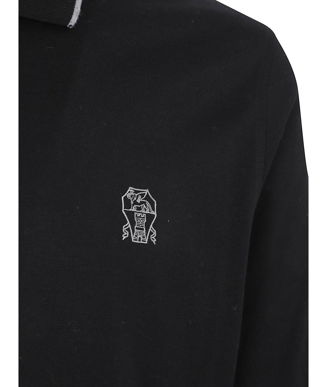 BRUNELLO CUCINELLI Черная хлопковая футболка, фото 2