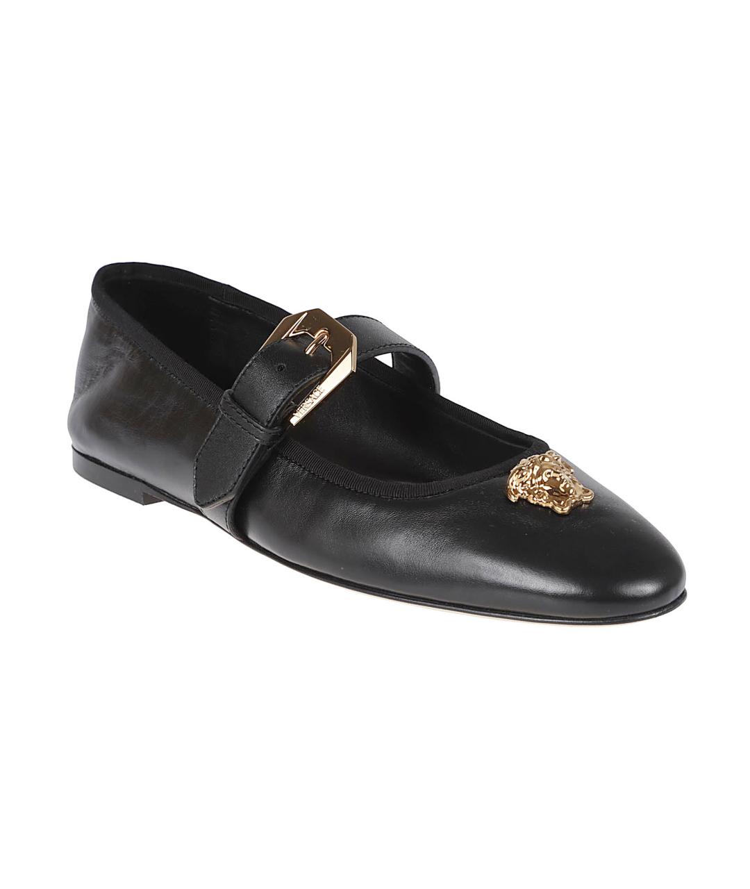 VERSACE Черные кожаные балетки, фото 2