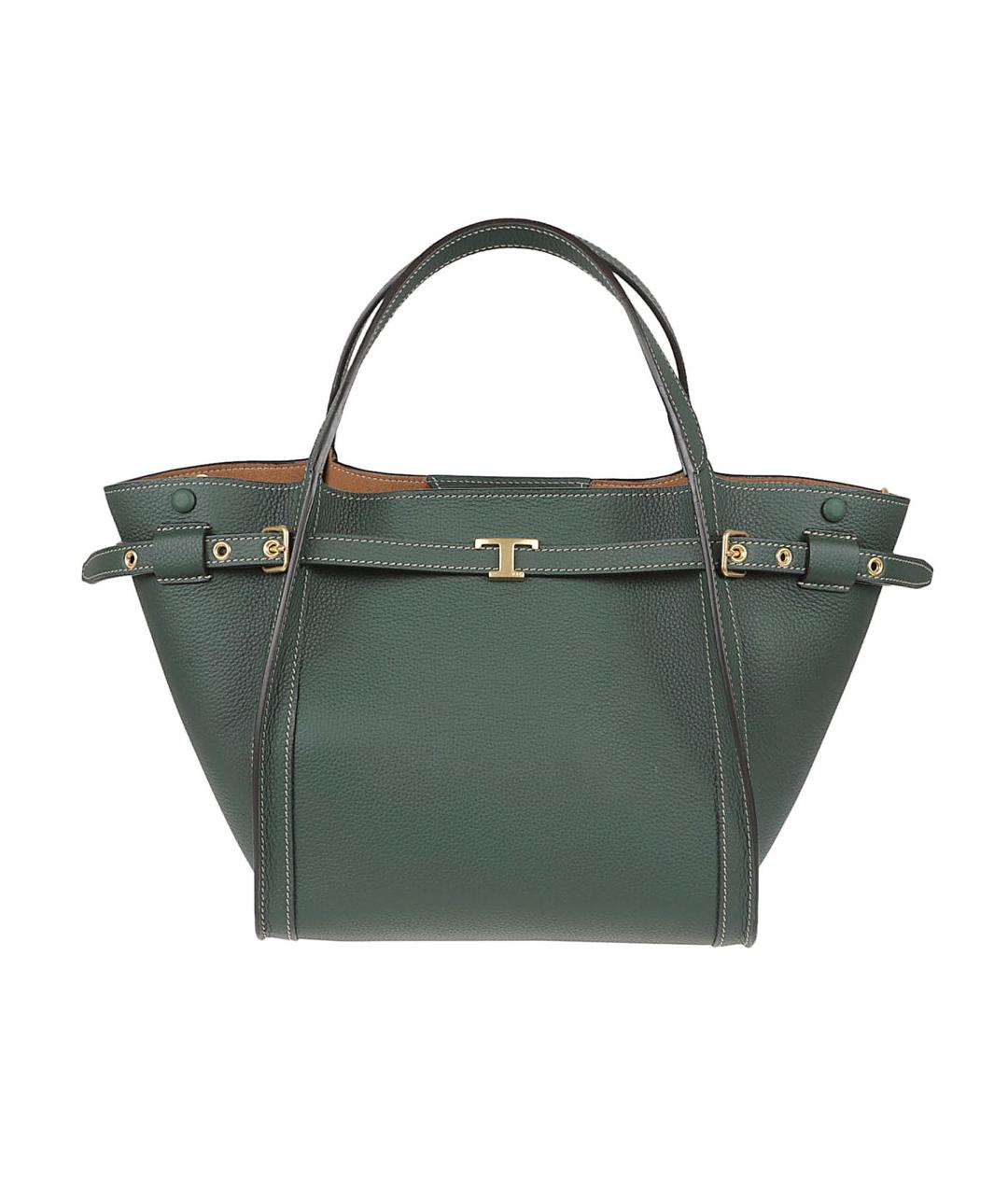 TOD'S Зеленая кожаная сумка тоут, фото 1