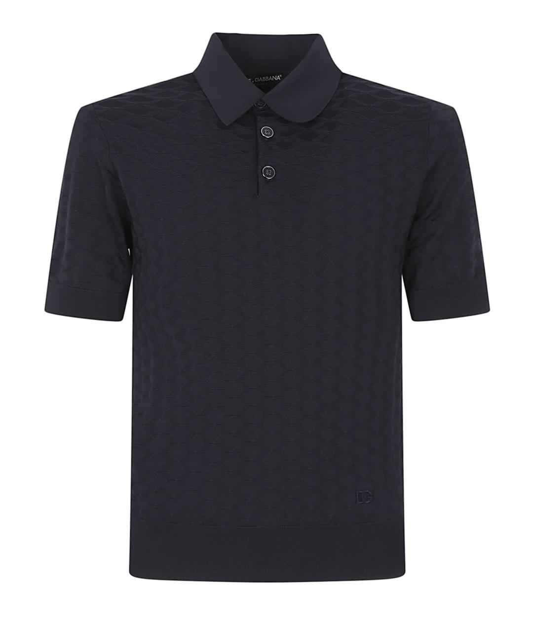 DOLCE&GABBANA Темно-синее поло с коротким рукавом, фото 1