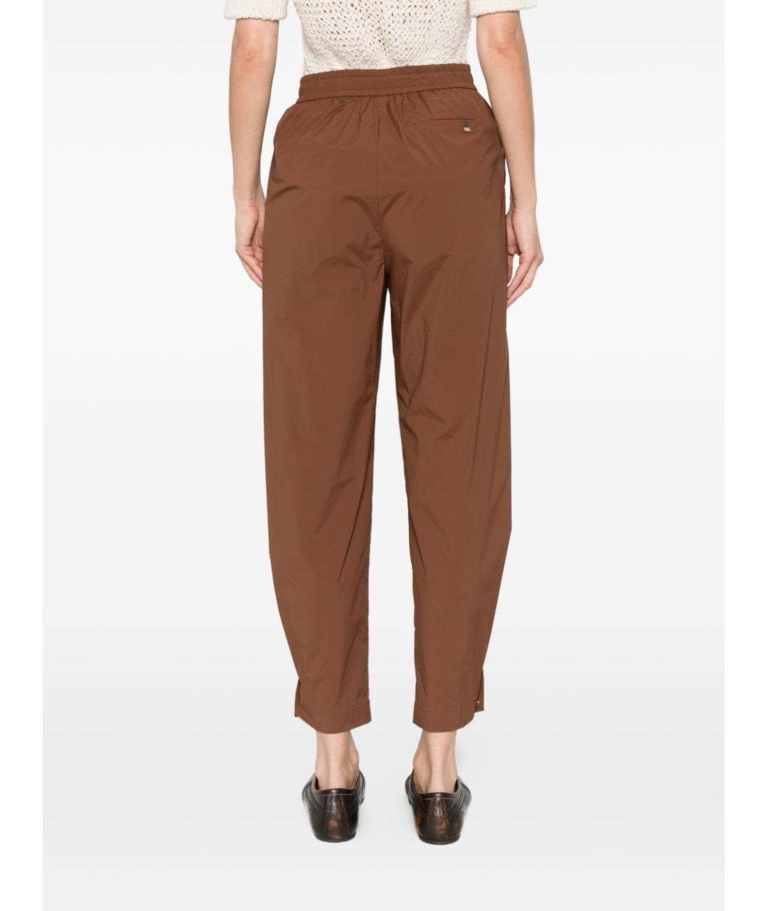 HERNO Коричневые полиамидовые прямые брюки, фото 5