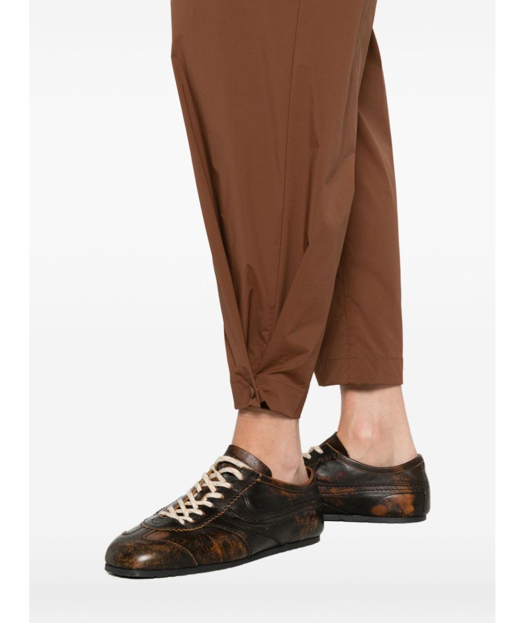 HERNO Коричневые полиамидовые прямые брюки, фото 3