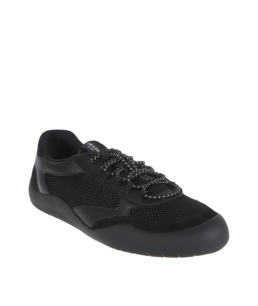 PRADA Черные текстильные низкие кроссовки / кеды, фото 2