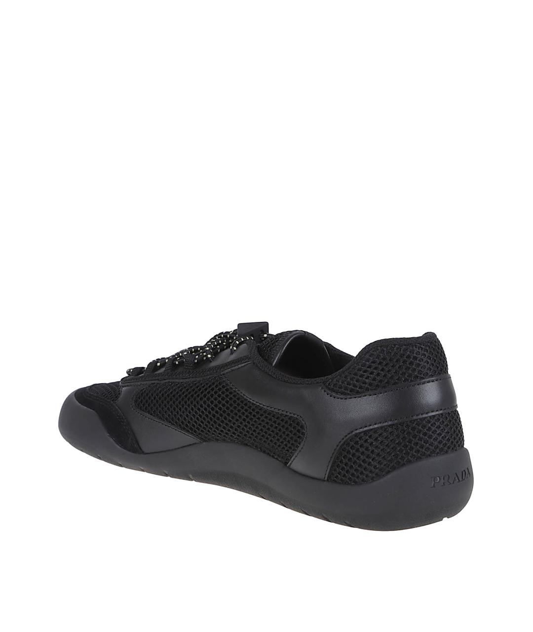 PRADA Черные текстильные низкие кроссовки / кеды, фото 3