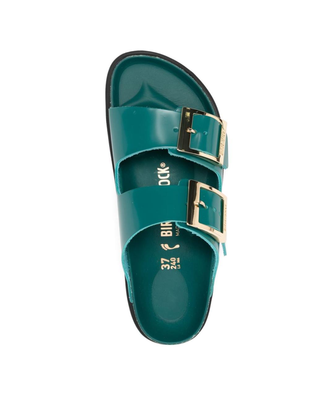 BIRKENSTOCK Бирюзовые кожаные сандалии, фото 2