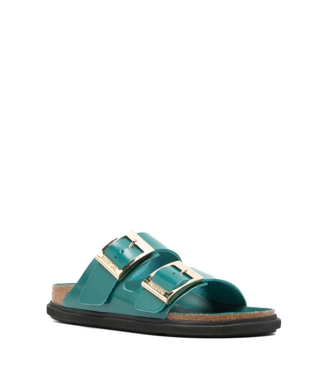 BIRKENSTOCK Бирюзовые кожаные сандалии, фото 4