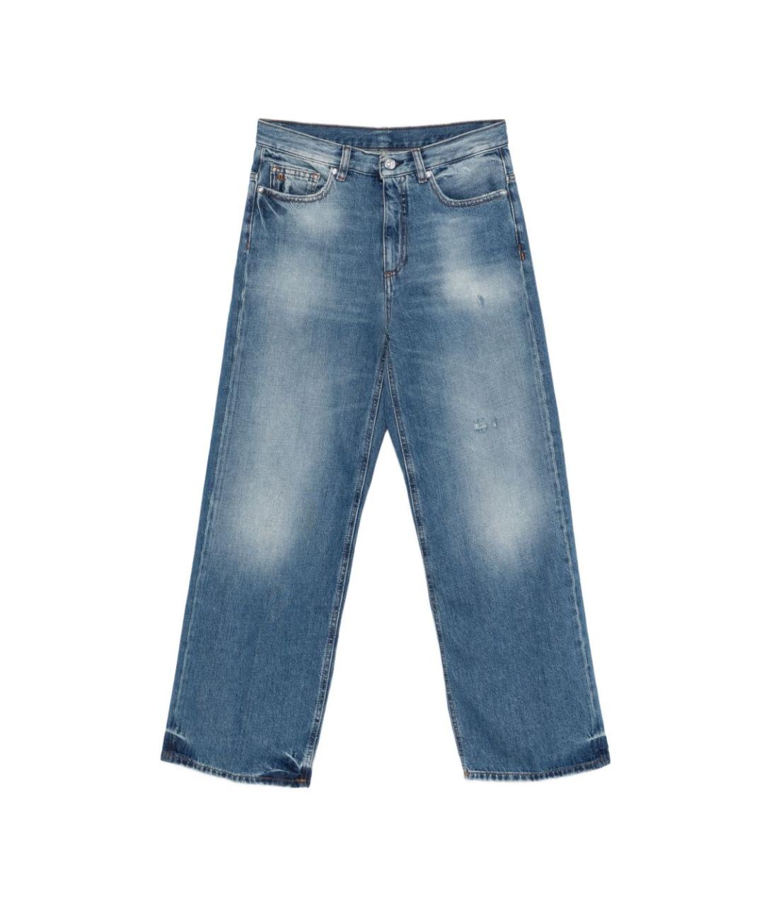 NINE IN THE MORNING Голубые хлопковые прямые брюки, фото 1