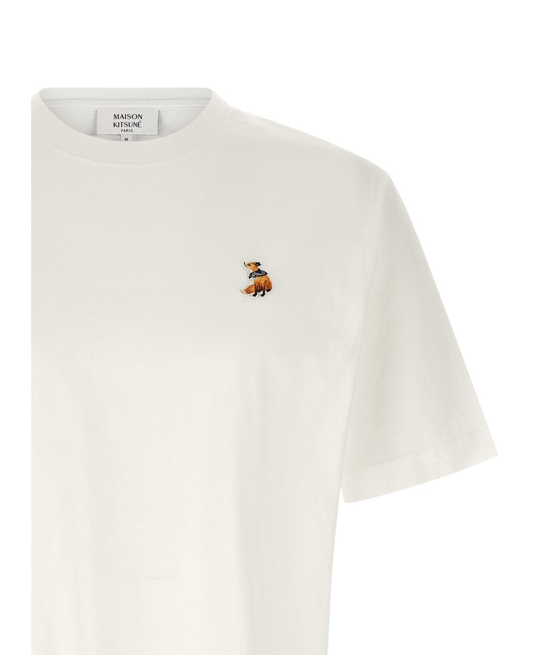 MAISON KITSUNE Белая хлопковая футболка, фото 3