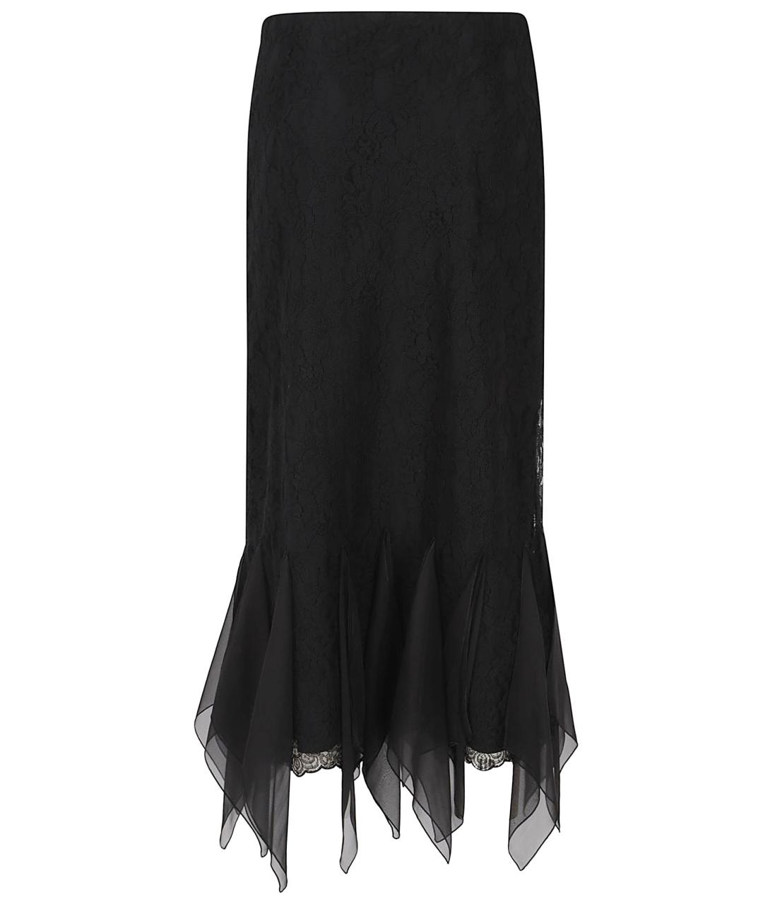 VALENTINO Черная хлопко-эластановая юбка миди, фото 3