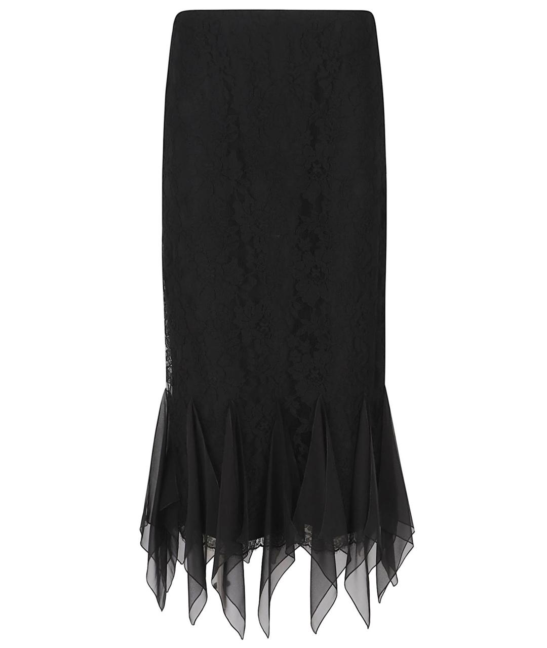 VALENTINO Черная хлопко-эластановая юбка миди, фото 1