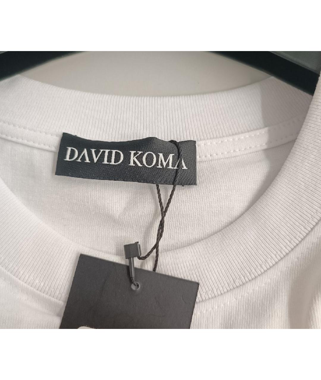 DAVID KOMA Белая хлопковая футболка, фото 3