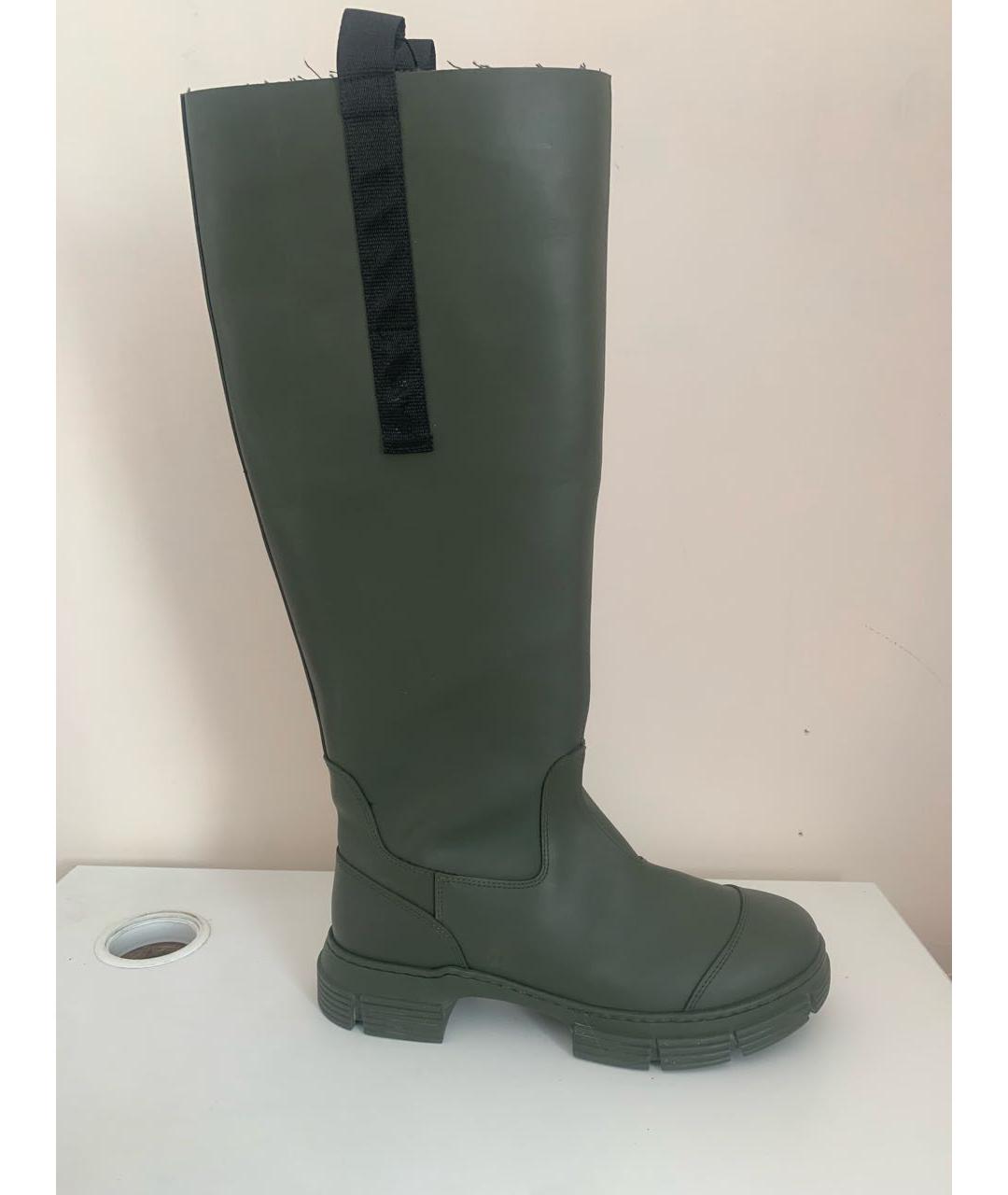 GANNI Хаки резиновые сапоги, фото 6