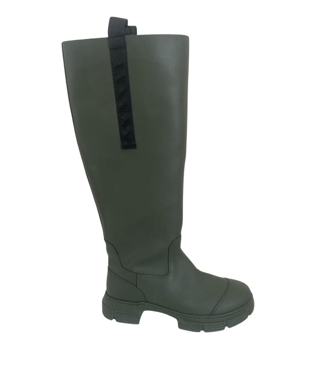 GANNI Хаки резиновые сапоги, фото 1