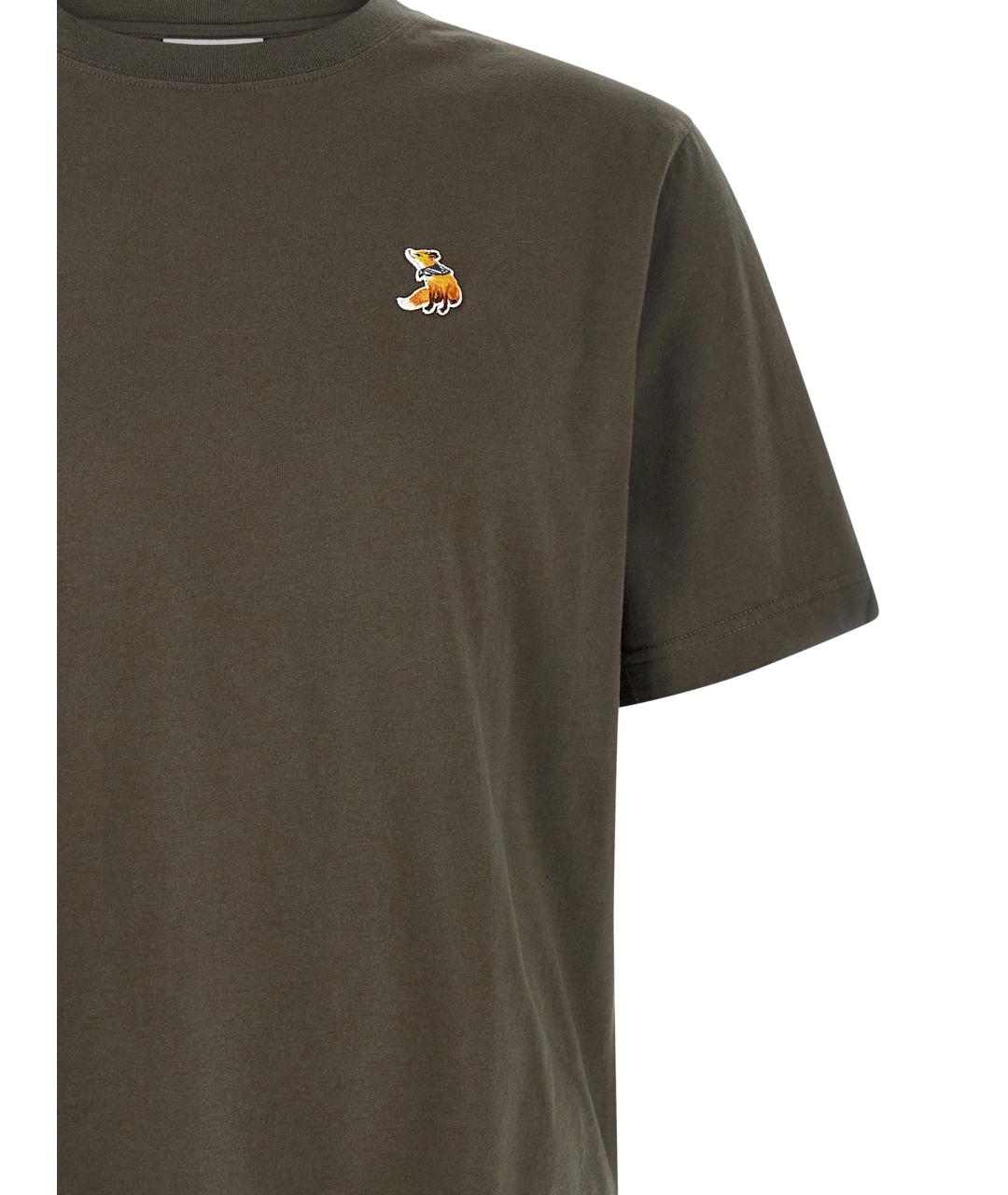 MAISON KITSUNE Серая хлопковая футболка, фото 3