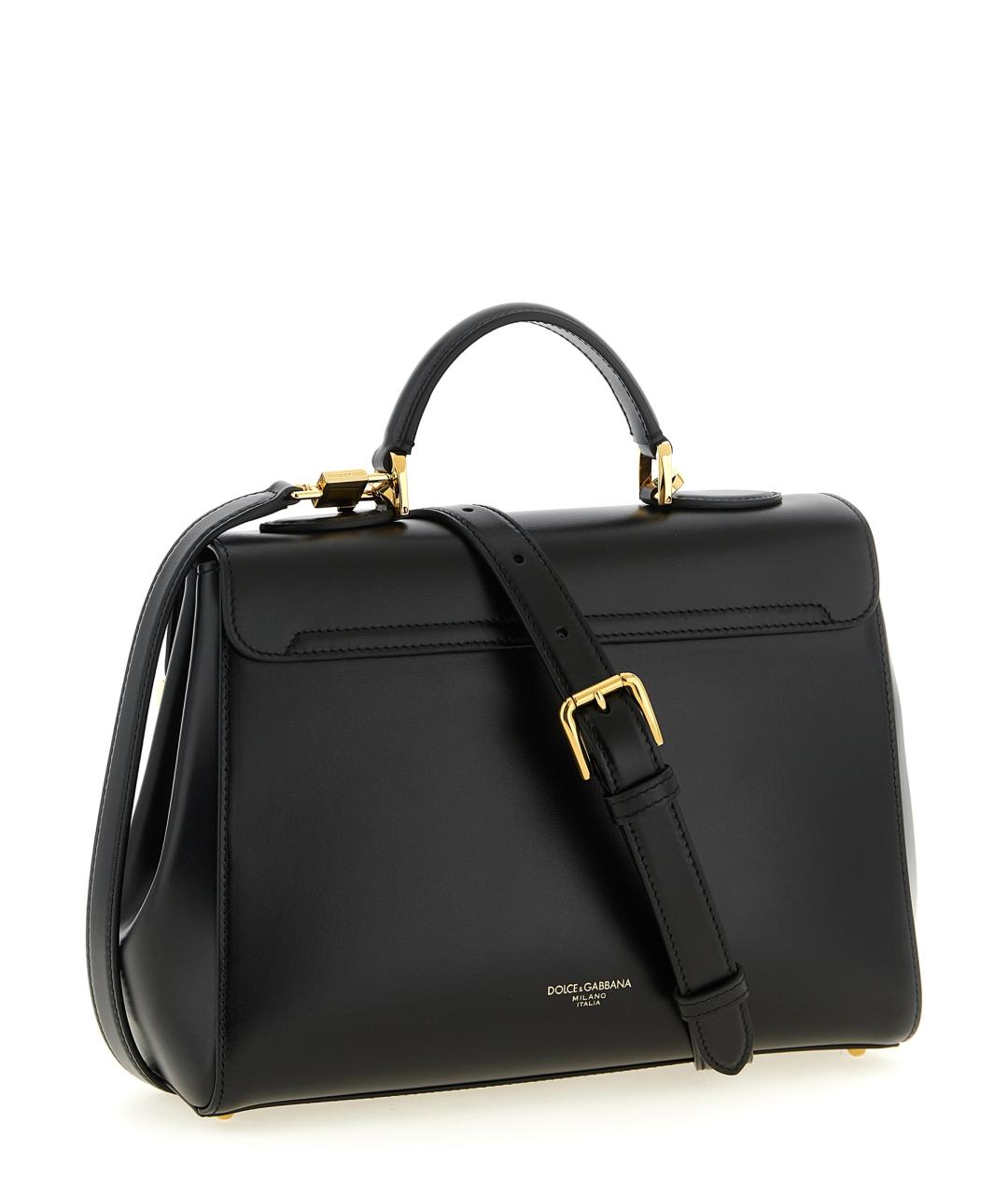 DOLCE&GABBANA Черная кожаная сумка тоут, фото 2