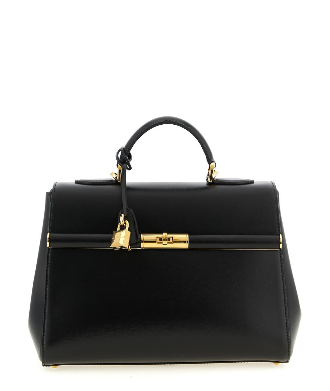 DOLCE&GABBANA Черная кожаная сумка тоут, фото 1