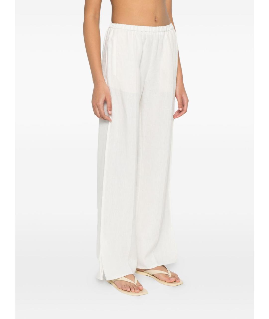FORTE FORTE Белые льняные прямые брюки, фото 3