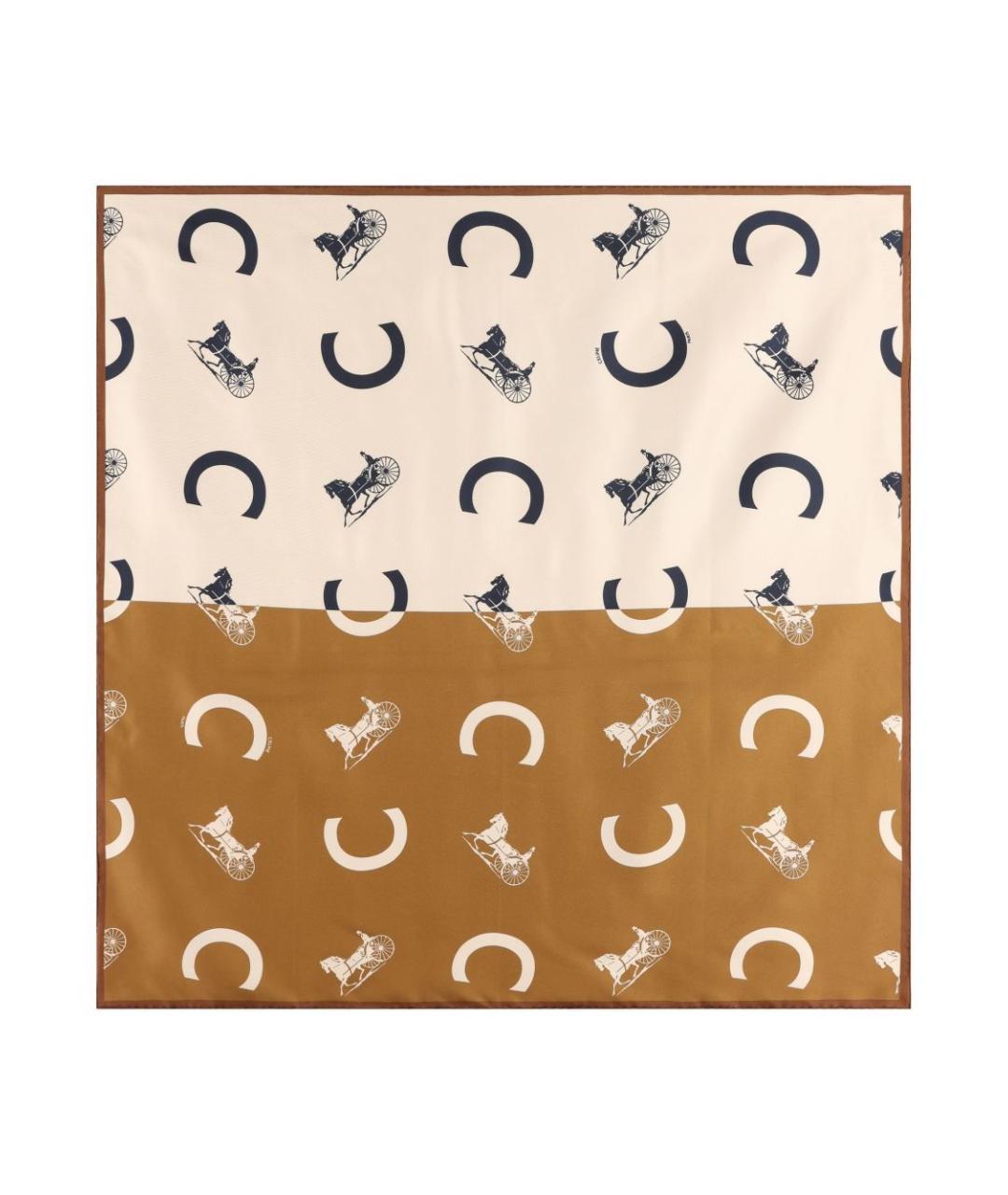 CELINE Бежевый шелковый шарф, фото 3