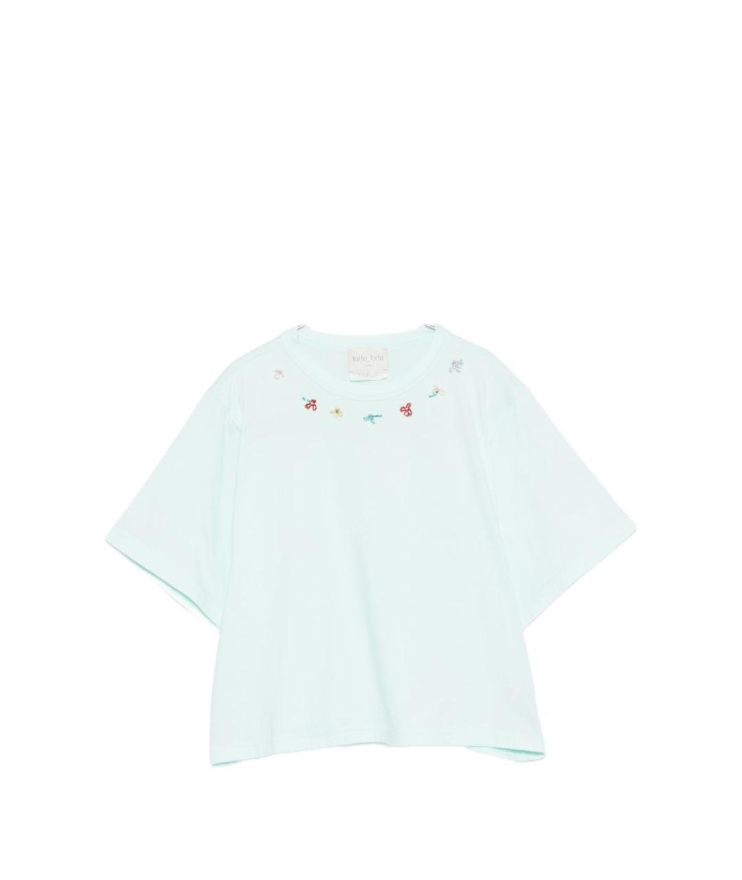 FORTE FORTE Голубая хлопковая футболка, фото 1