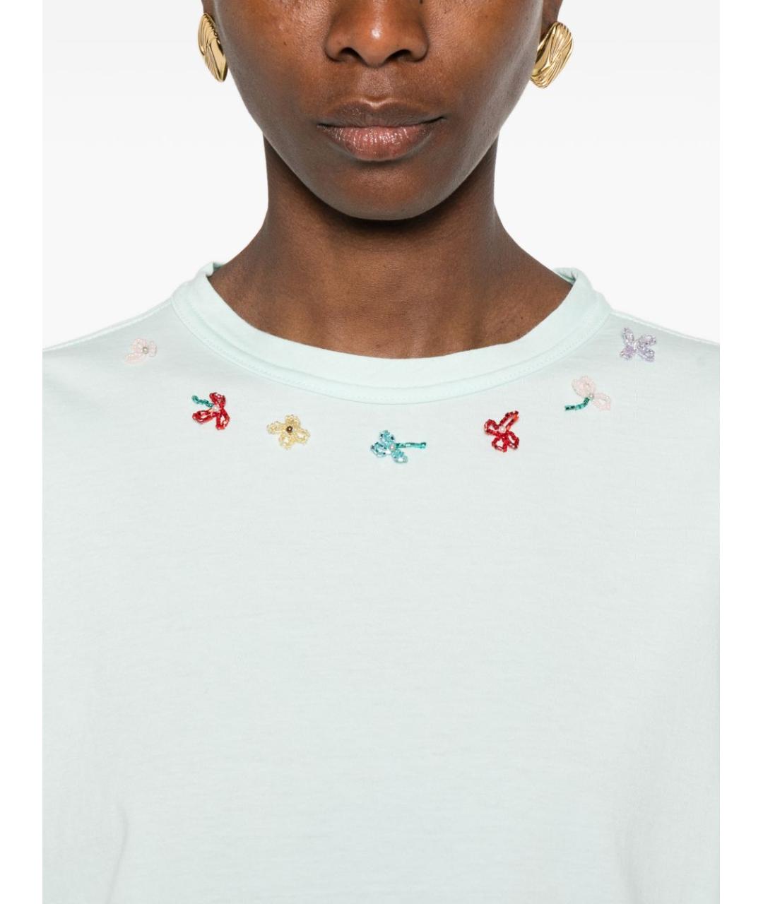 FORTE FORTE Голубая хлопковая футболка, фото 4