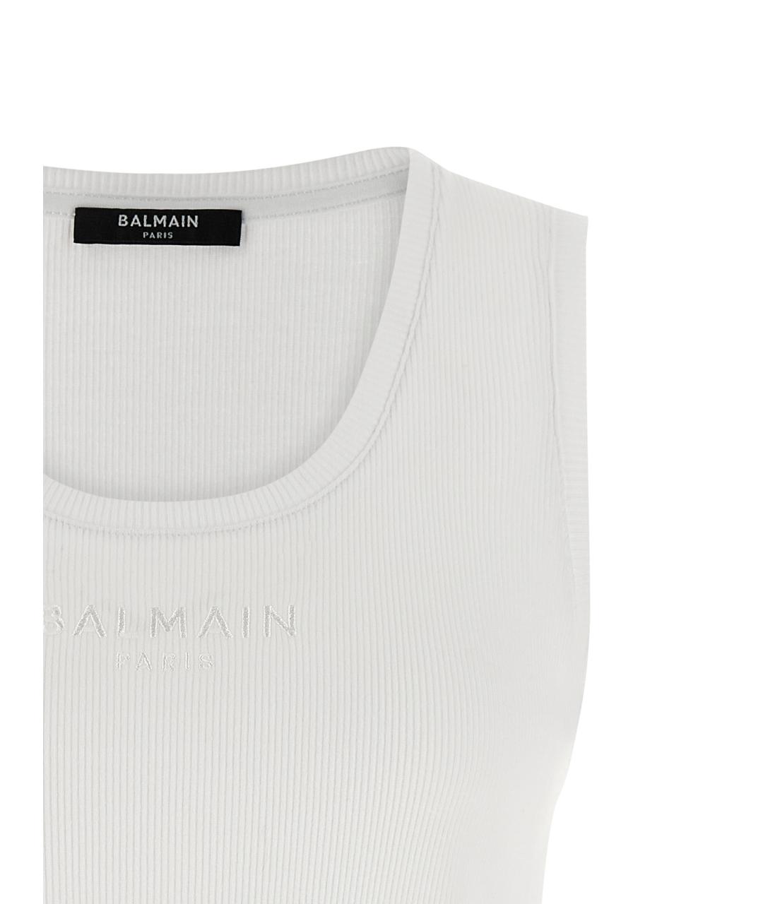 BALMAIN Белая хлопковая майка, фото 3