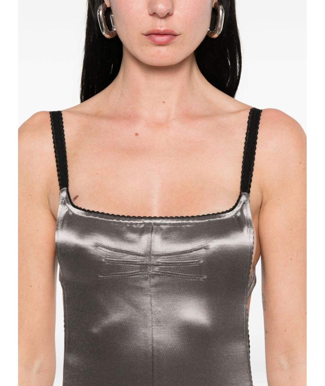 THE ATTICO Серое вискозное коктейльное платье, фото 2