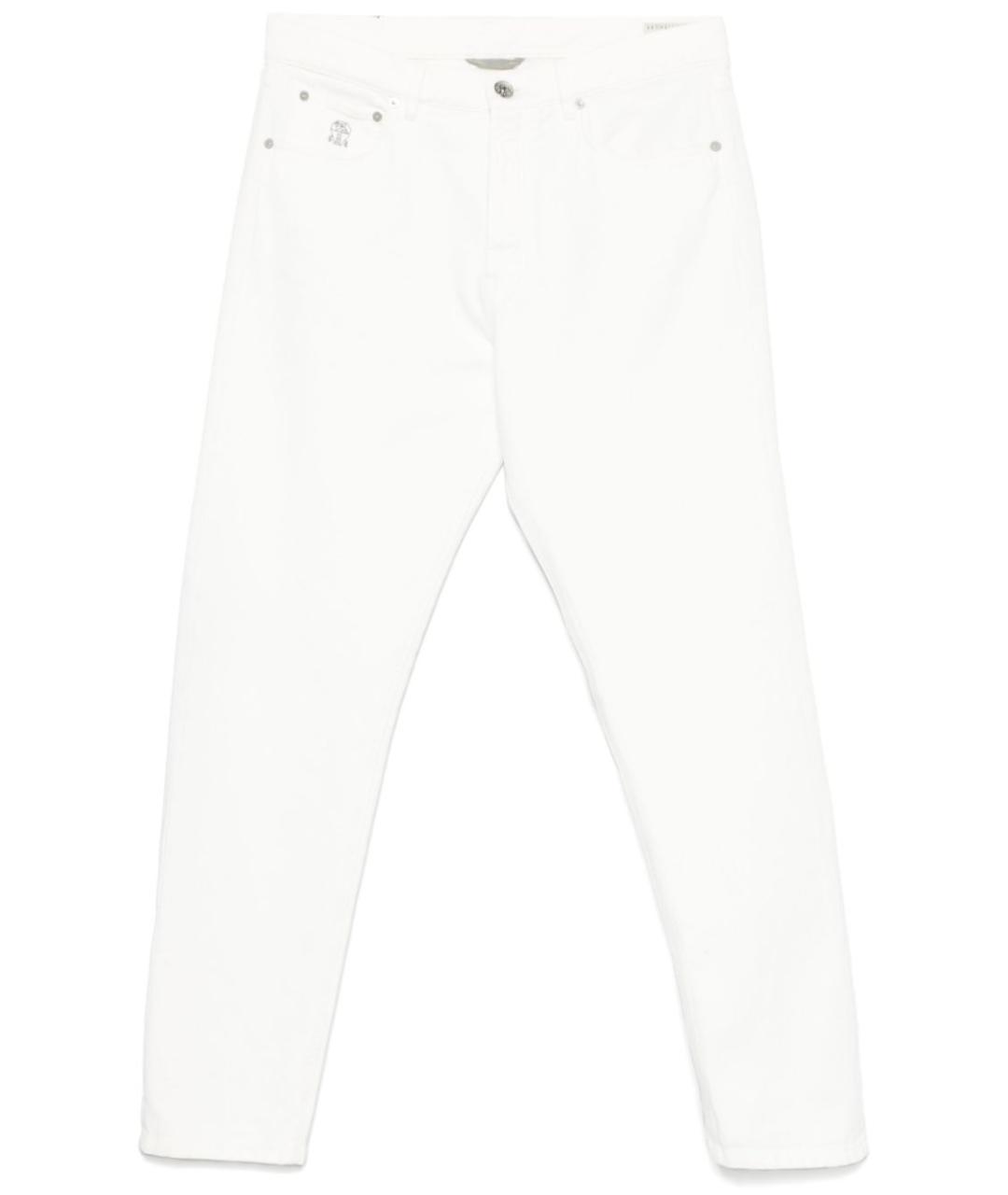 BRUNELLO CUCINELLI Белые хлопковые прямые джинсы, фото 1